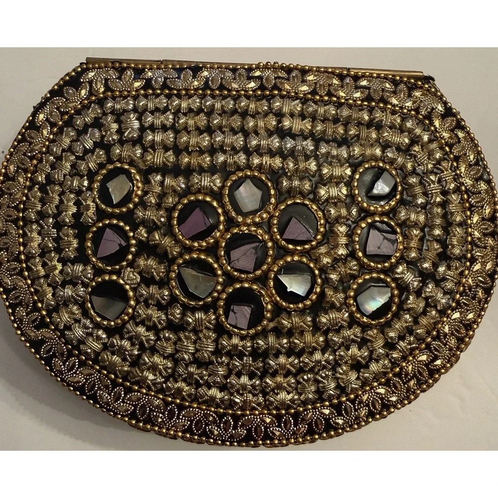 Ramla Bag Clutch‎ Shoulder Bag Lavender Gold White Stone Party Formal Event New